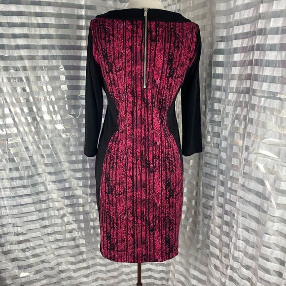 Peter Nygard Black/Pink Long Sleeve Zip Up Dress - Picture 3 of 5